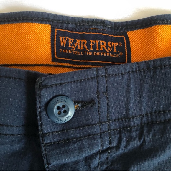 Wear First Navy Blue & Orange 6-Pocket Cargo Shorts - Size 34 - Picture 6 of 14